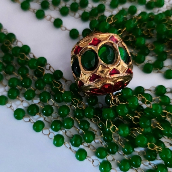 Multistrand Green Beads Necklace - Picture 4 of 5